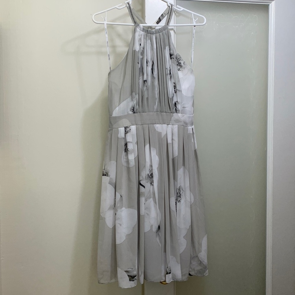 Calvin Klein grey chiffon dress